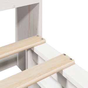 Säng med bokhylla utan madrass vit 140x200 cm massiv trä