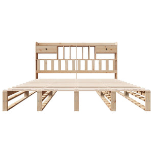 Säng med bokhylla utan madrass 180x200cm massiv furu