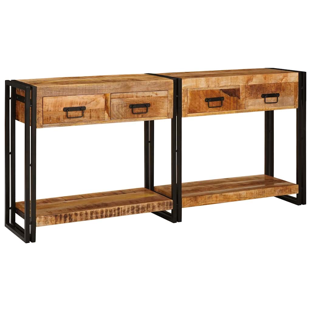 Konsolbord 2 st Brun 161 x 33 x 75 cm Massivt mangoträ