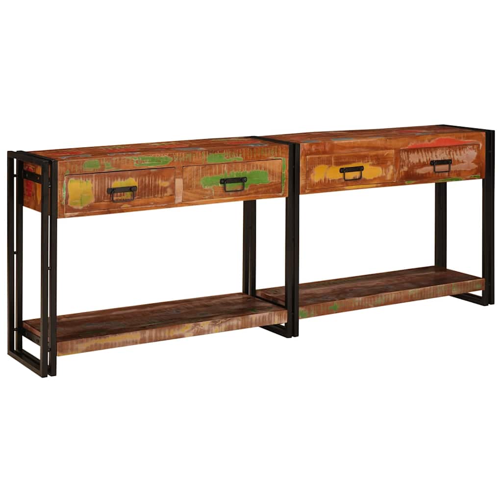 Konsolbord 2 st Flerfärgsdesign 200 x 33 x 75 cm