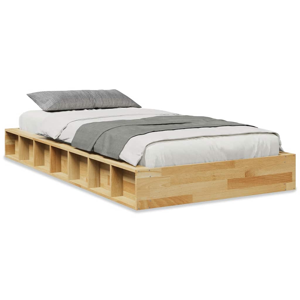 Sängram utan madrass 90x200 cm massivt trä ek