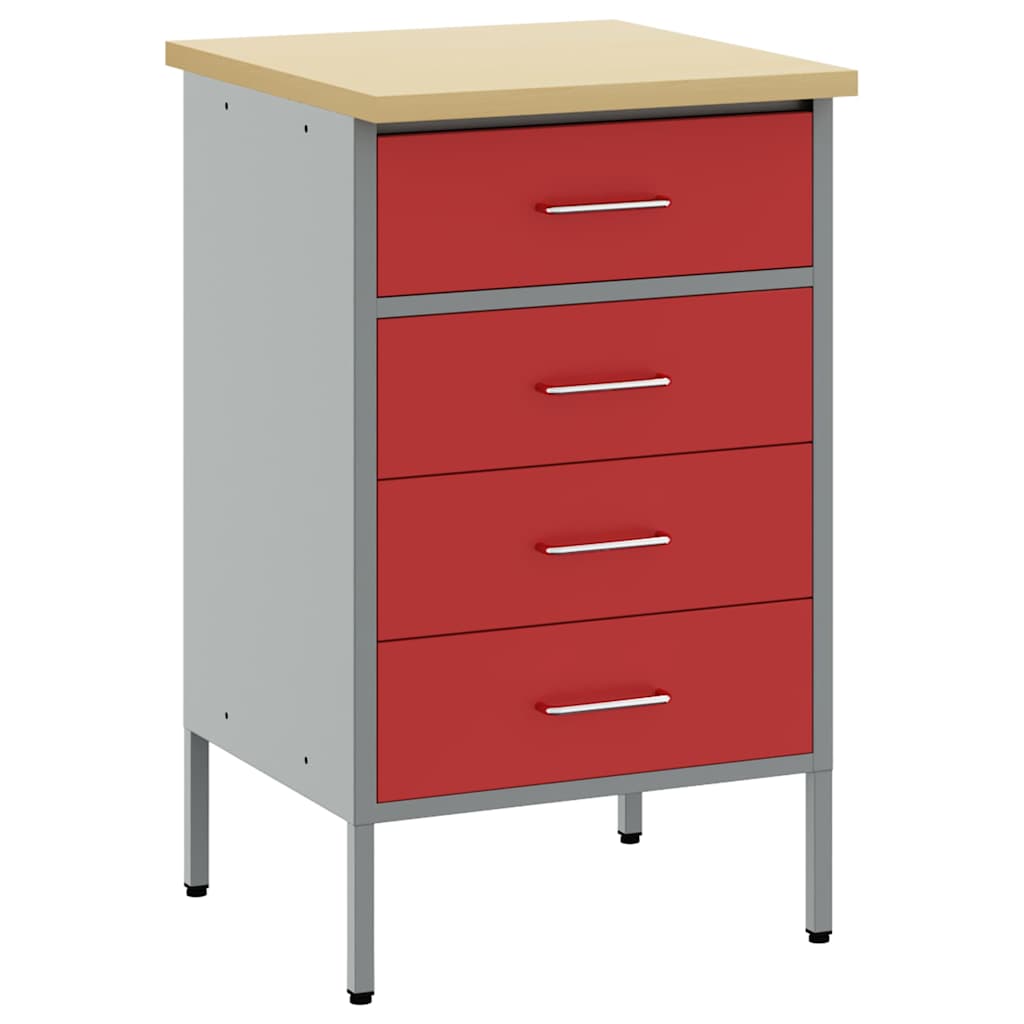 Arbetsbänk Röd och Grå 50 x 55 x 85 cm Konstruerat trä och stål