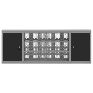 Verktygsskåp med hylla med lås Svart och Grå 50 x 20 x 55 cm