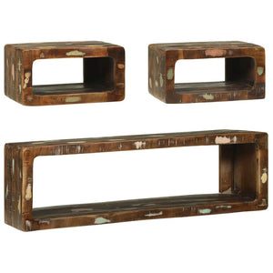 TV-bänkset 3 pcs Flerfärgsdesign Massivt återvunnet trä