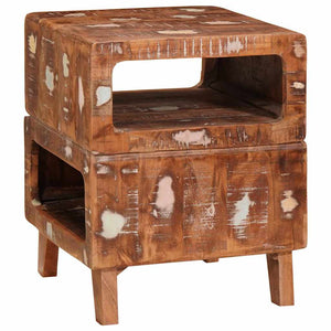 Sidobord med hylla Brun 40 x 40 x 49 cm Solid återvunnen trä