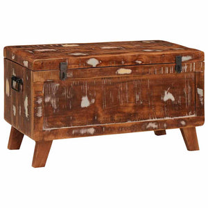 Förvaringslåda med lås 70 x 35 x 40 cm massivt återvunnet trä