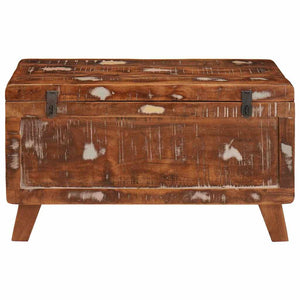 Förvaringslåda med lås 70 x 35 x 40 cm massivt återvunnet trä
