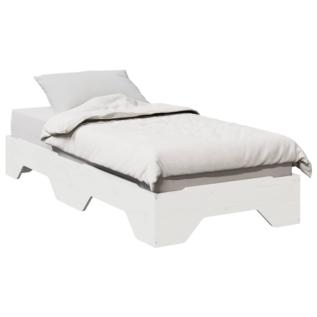Sängram utan madrass stapelbar vit 90x190 cm massivt trä