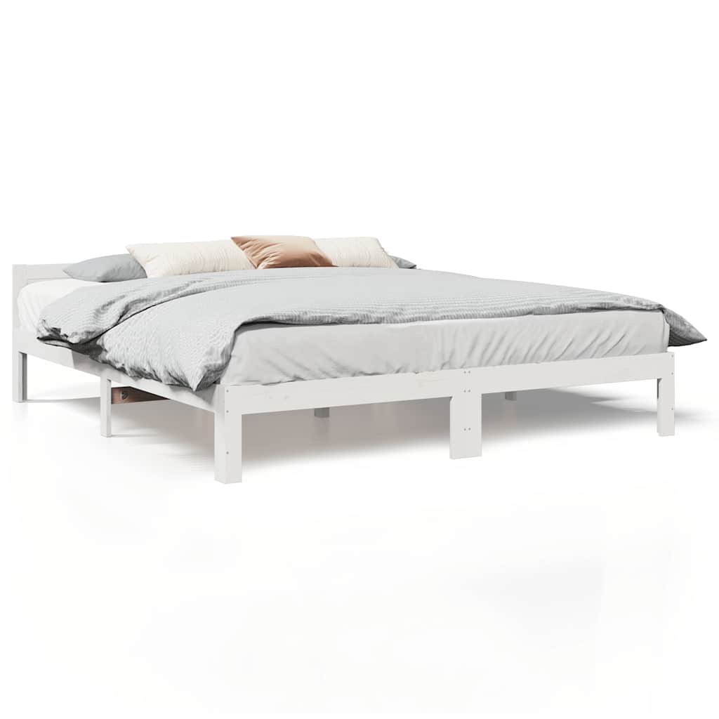 Sängram utan madrass vit 160x200 cm massiv furu