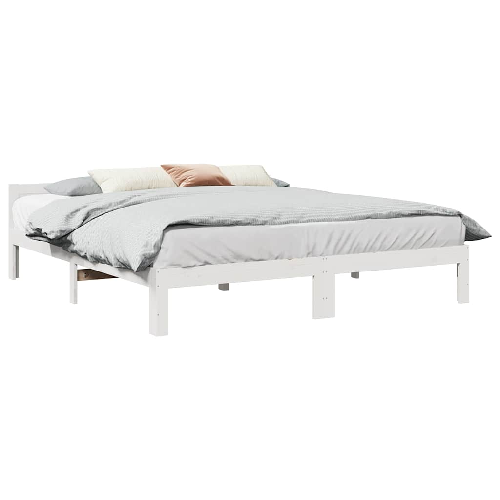 Sängram utan madrass vit 160x200 cm massiv furu