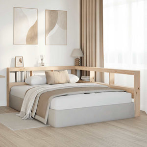 Bokhylla sänggavel L-formad 140 cm massiv furu