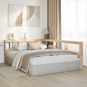 Bokhylla sänggavel L-formad 135 cm massiv furu