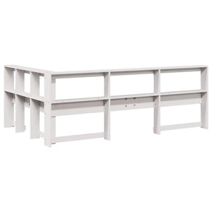 Bokhylla sänggavel L-formad vit 120 cm massiv furu