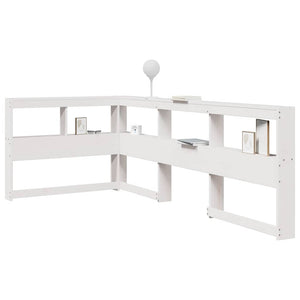 Bokhylla sänggavel L-formad vit 90 cm massiv furu