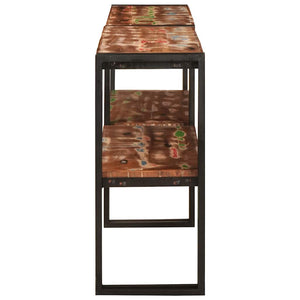 Konsolbord med hylla Flerfärgsdesign Solid återvunnen trä