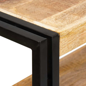 Bokhylla med Dörrar Brun Massivt Rå Mango trä och Metall