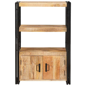 Bokhylla med Dörrar Brun Massivt Rå Mango trä och Metall