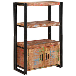 Bokhylla med Dörrar Brun Massivt Återvunnet Trä och Metall