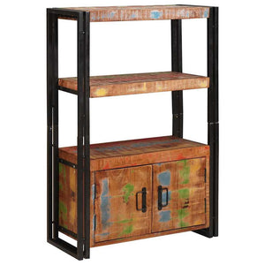Bokhylla med Dörrar Brun Massivt Återvunnet Trä och Metall