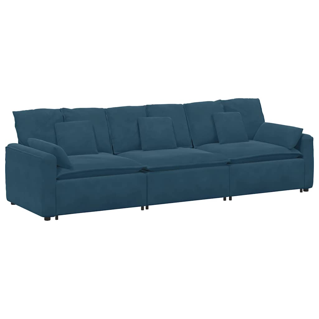 Modulsoffa med dynor blå