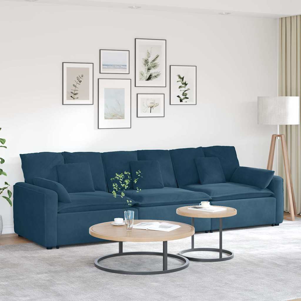 Modulsoffa med dynor blå