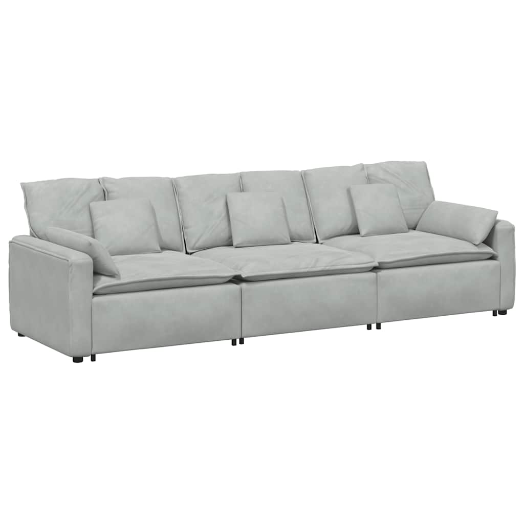 Modulsoffa med dynor ljusgrå