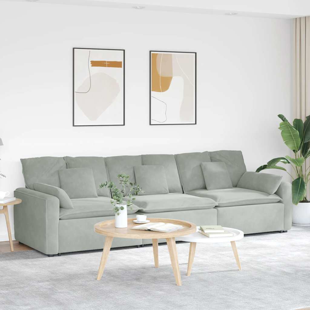 Modulsoffa med dynor ljusgrå