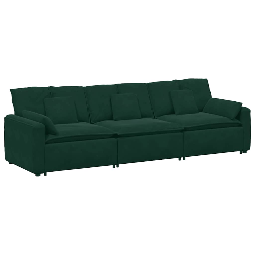 Modulsoffa med dynor mörkgrön