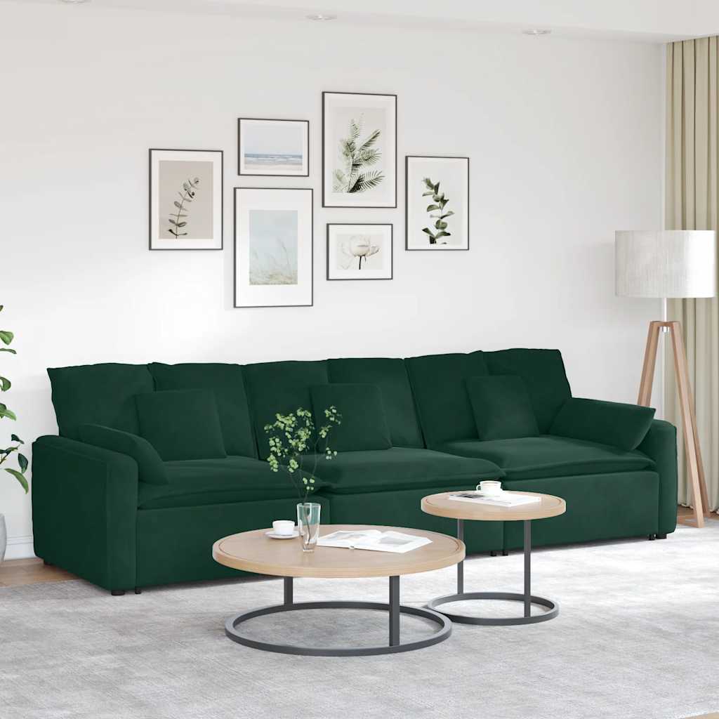 Modulsoffa med dynor mörkgrön