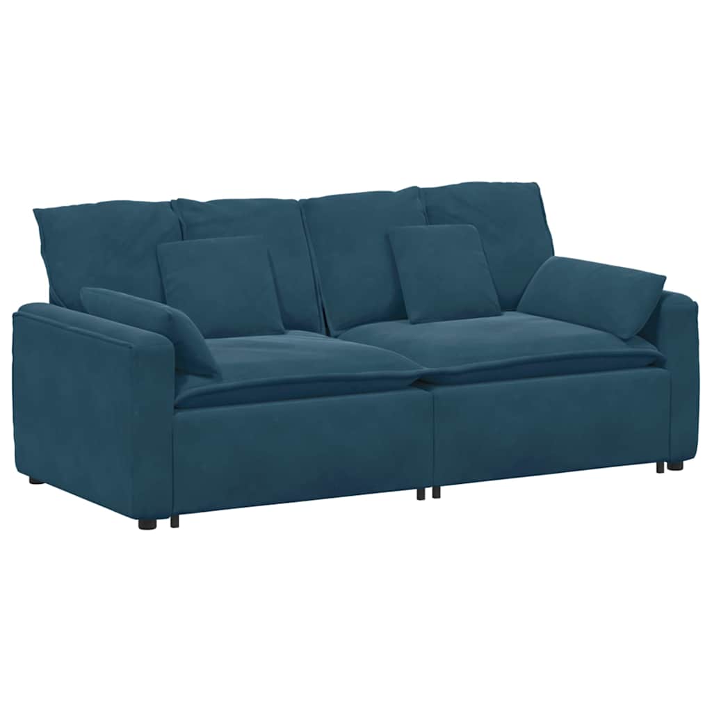 Modulsoffa med dynor blå