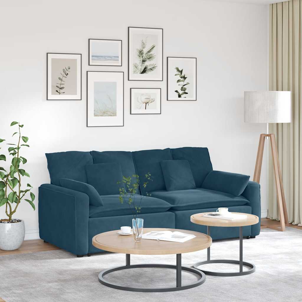 Modulsoffa med dynor blå