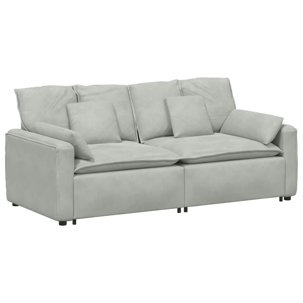 Modulsoffa med dynor ljusgrå
