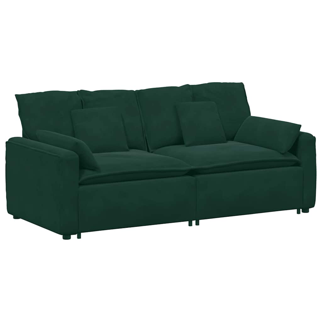 Modulsoffa med dynor mörkgrön