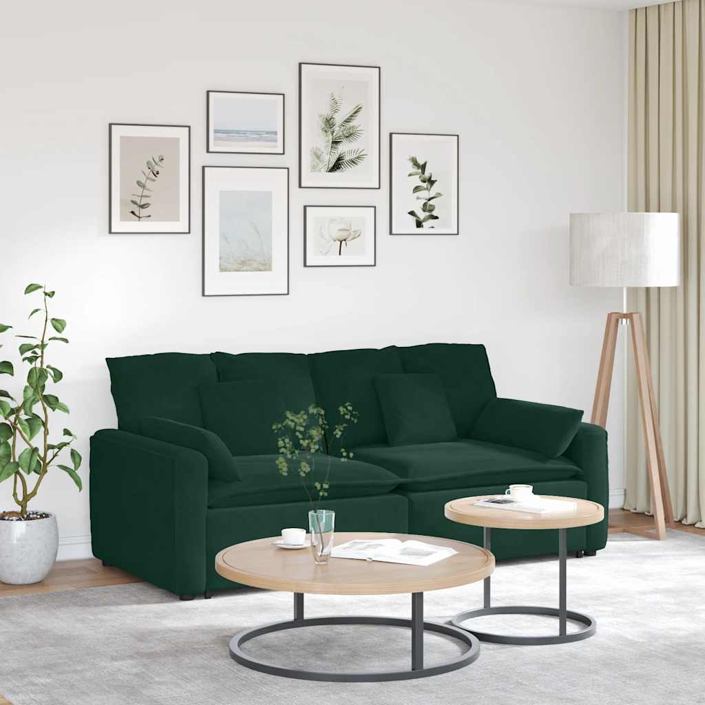 Modulsoffa med dynor mörkgrön