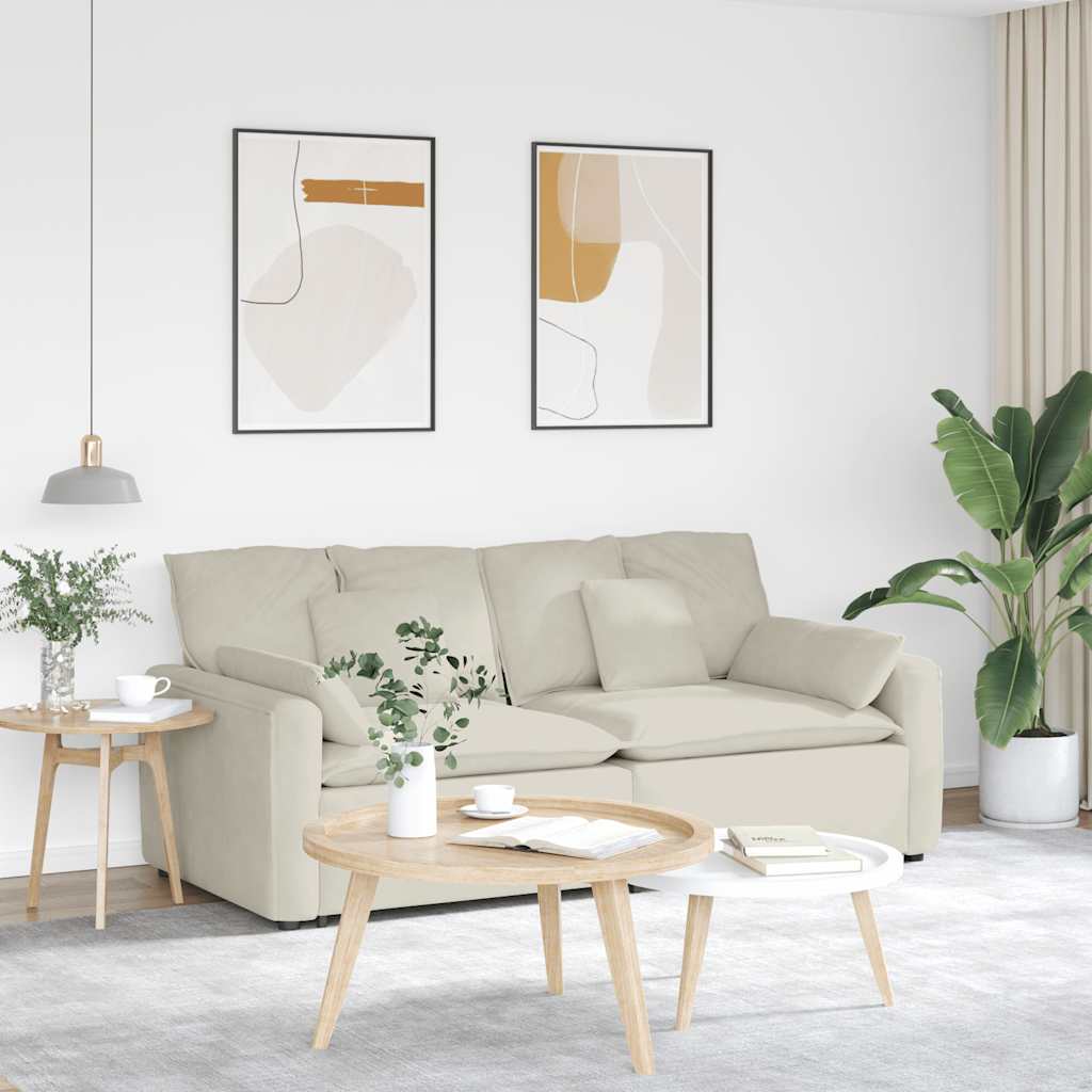 Modulsoffa med dynor krämfärgad
