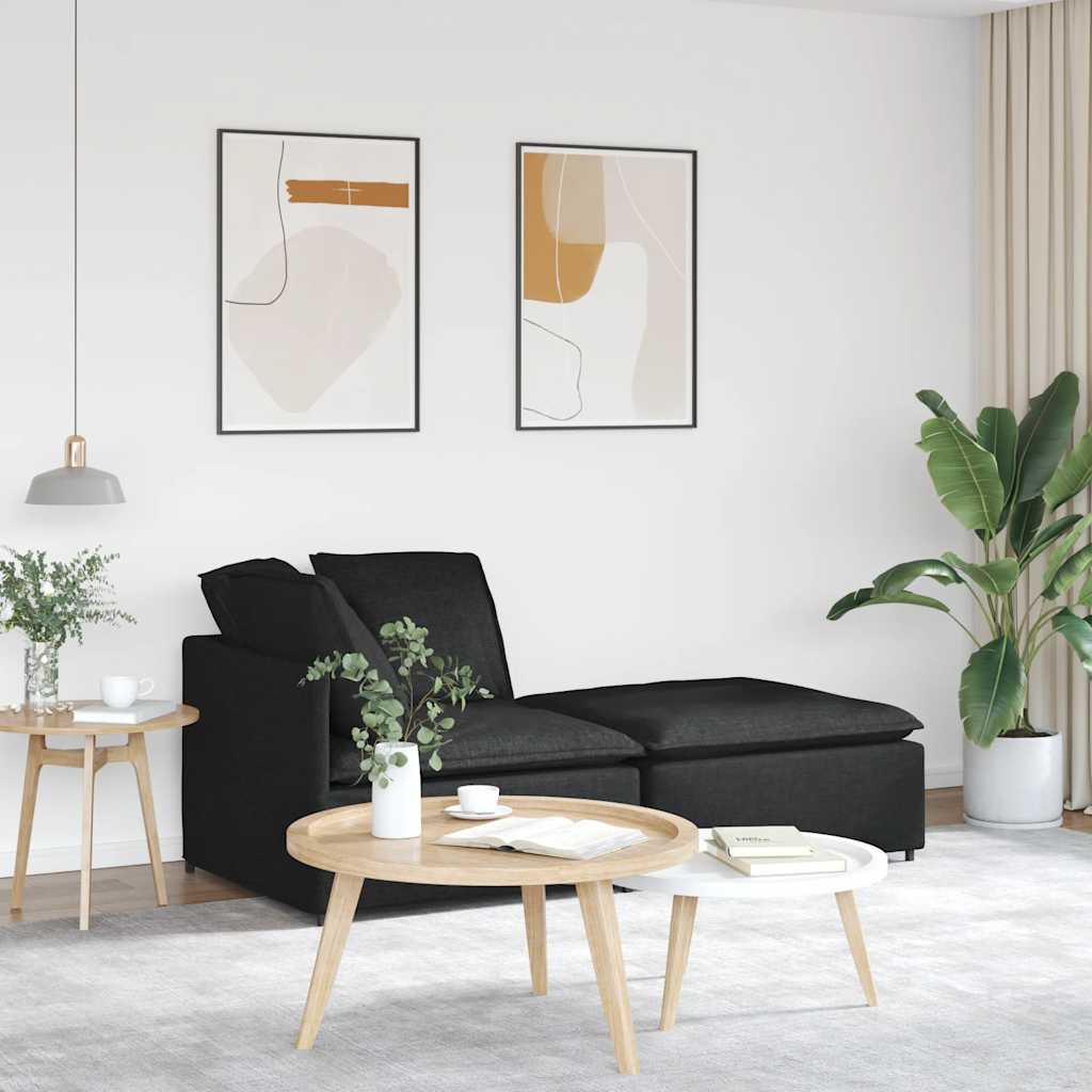 Modulsoffa med fotpall och dynor svart
