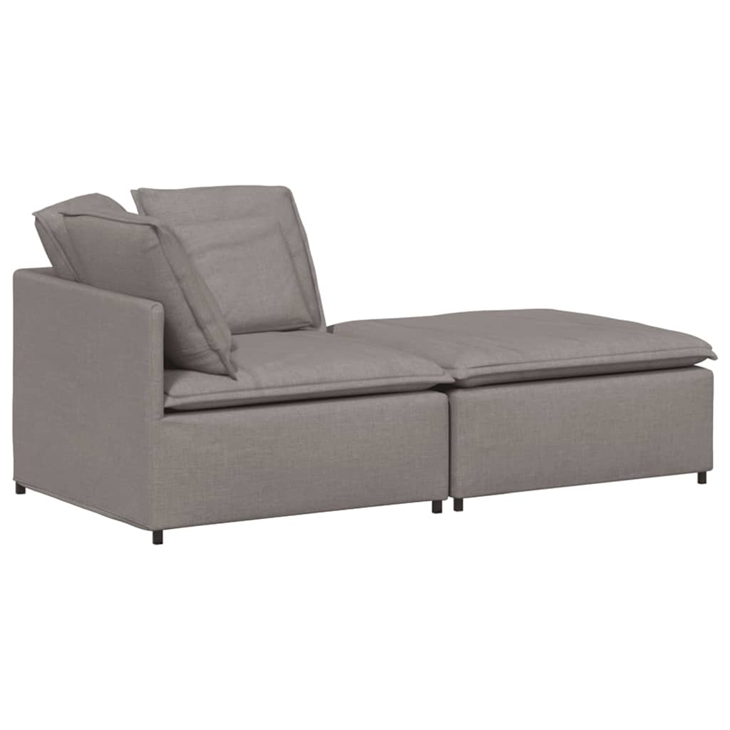 Modulsoffa med fotpall och dynor i taupe