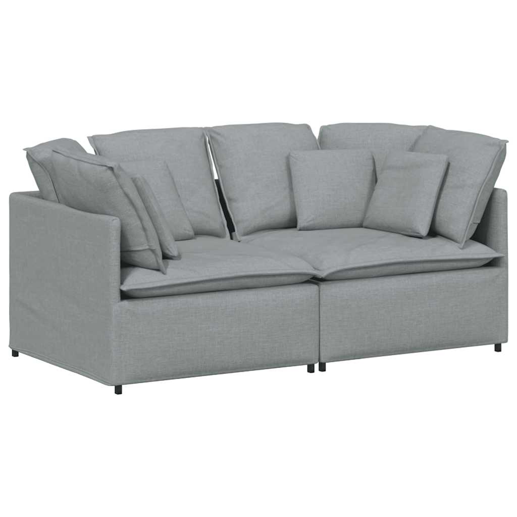 Modulsoffa med dynor i tyg ljusgrå