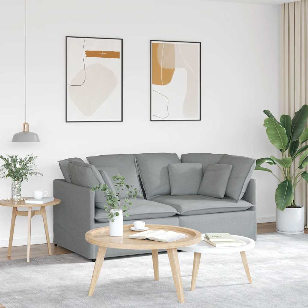 Modulsoffa med dynor i tyg ljusgrå