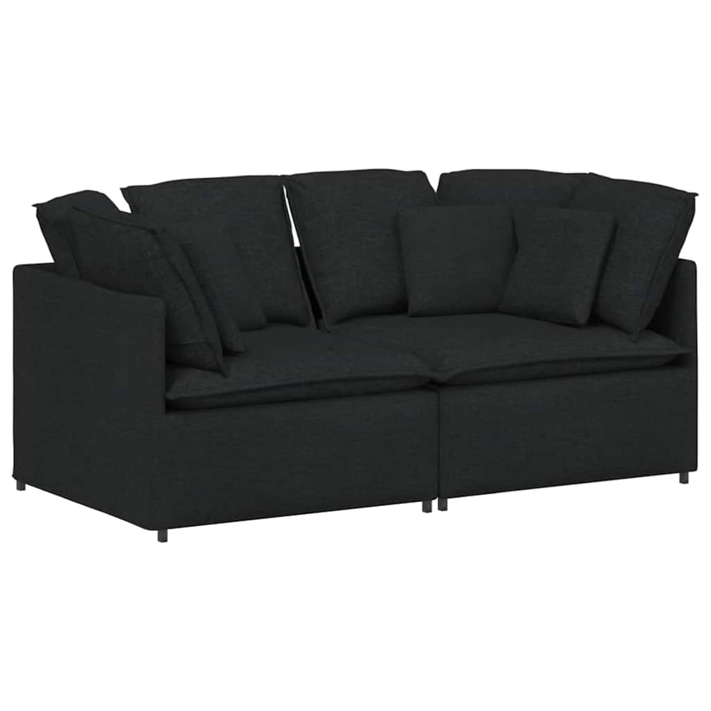Modulsoffa med dynor i tyg svart