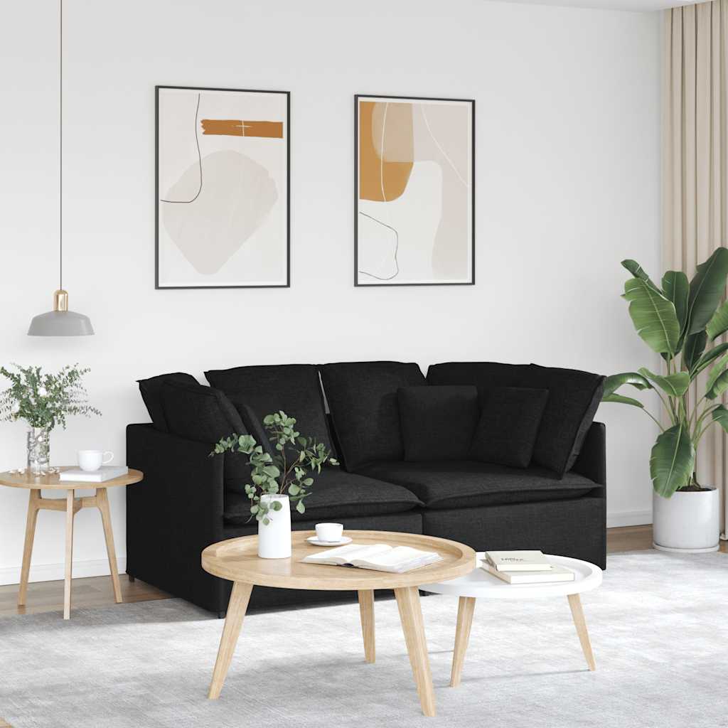 Modulsoffa med dynor i tyg svart