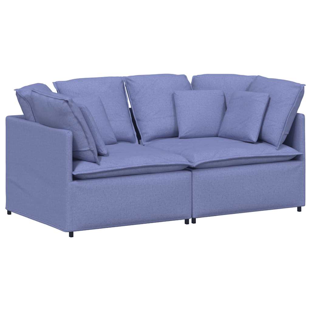 Modulsoffa med kuddar tyg jeans blå