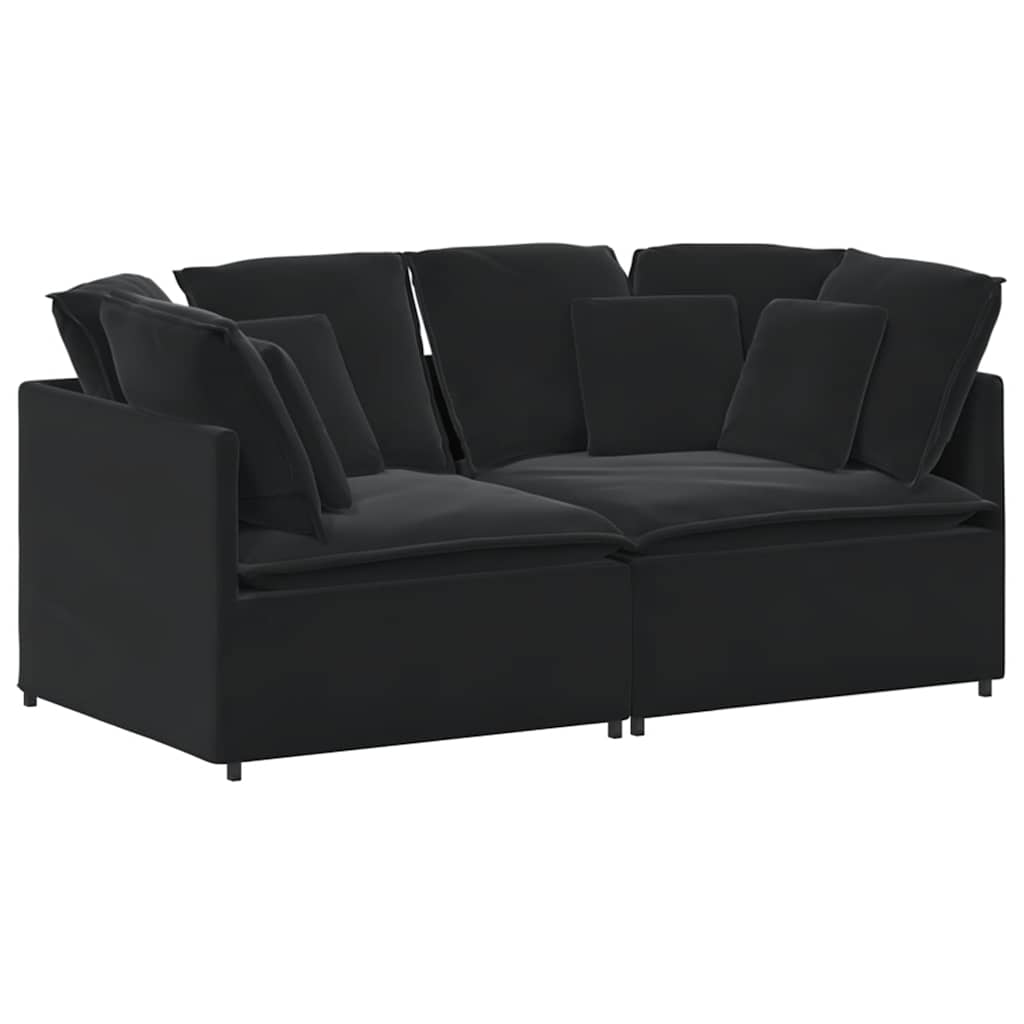 Modulsoffa med kuddar sammet svart