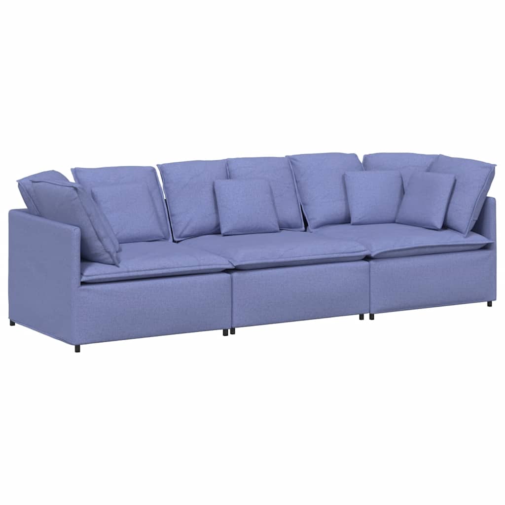 Modulsoffa med kuddar tyg jeans blå