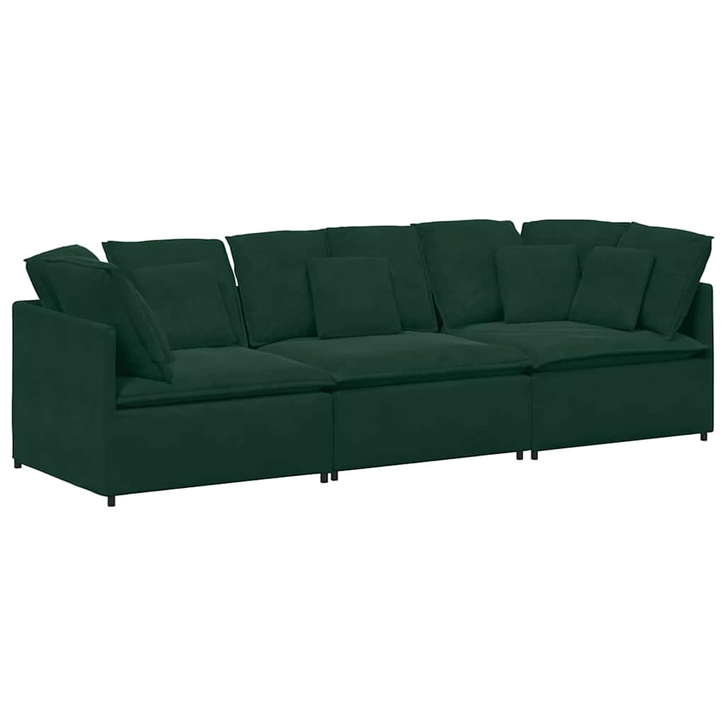 Modulsoffa med dynor sammet mörkgrön