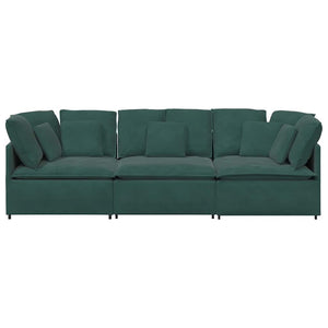 Modulsoffa med dynor sammet mörkgrön