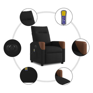Elektrisk massagefåtölj med uppresningshjälp svart tyg