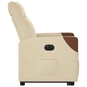 Elektrisk reclinerfåtölj med uppresningshjälp gräddvit tyg