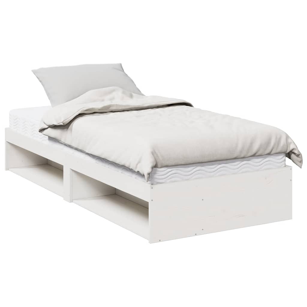 Dagbädd med madrass vit 100x200 cm massiv trä furu