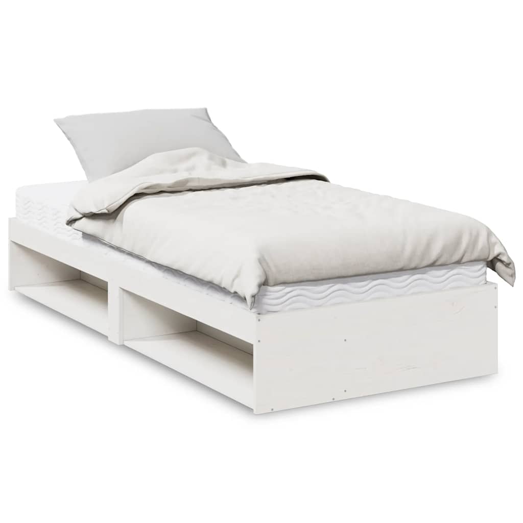 Dagbädd med madrass vit 100x200 cm massiv trä furu